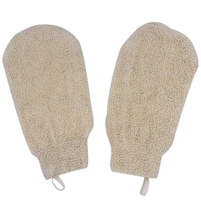 Bleu Bath (2 Pack) Natural Exfoliating Nature Terry Bath Mitt Shower Gloves Loofah Washcloth Sponge Machine Washable Body Scrubber (GENTLE RAMIE)