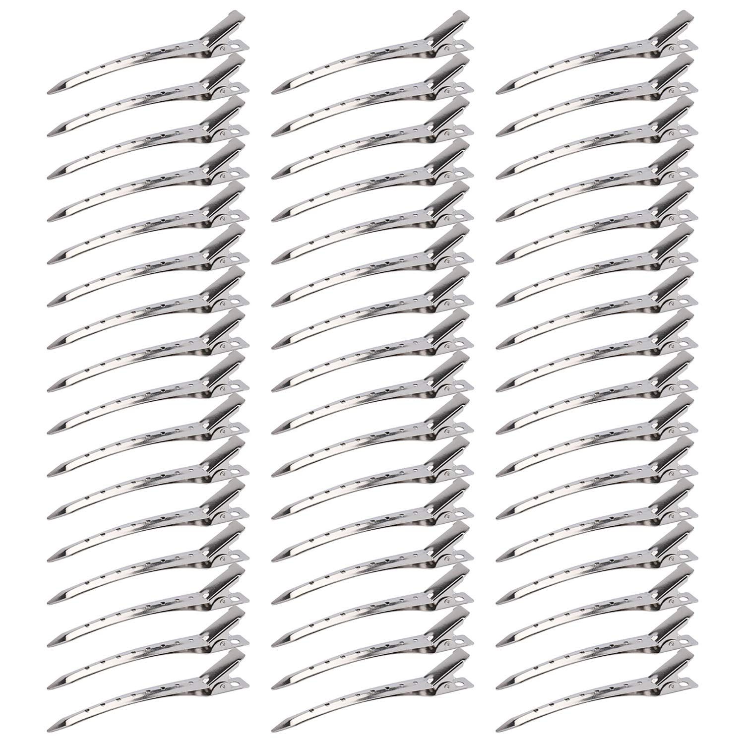 Hedume 200 Pack Duck Bill Hair Clips with Holes, 3.5&quot; Rustproof Metal Alligator Curl Clips for Salon and Women Girls Bows DIY Accessories