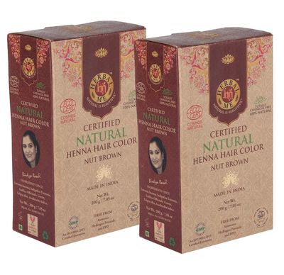 Herbal Me - Nut Brown Henna Hair Color Combo Kit 7.05 Oz+7.05 Oz,CERTIFIED 100% Natural by Ecocert(France).VEGAN &amp; HALAL approved, Zero chemicals(PACK OF 2)