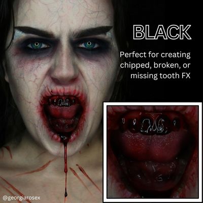 Mehron Makeup Tooth FX Black | Temporary Black Tooth Paint | Perfect for Creating Black Out Tooth Makeup, Rotten Teeth Makeup, &amp; Missing Teeth SFX for Halloween, Cosplay, &amp; Theater .125 oz (4 ml)