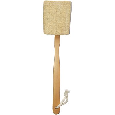Natural Exfoliating Loofah luffa loofa Bath Brush On a Stick - with Long Wooden Handle Back Brush for Men &amp; Women - Shower Sponge Body Back Scrubber Pack of 1
