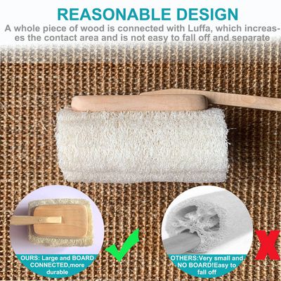 Natural Exfoliating Loofah luffa loofa Bath Brush On a Stick - with Long Wooden Handle Back Brush for Men &amp; Women - Shower Sponge Body Back Scrubber Pack of 1