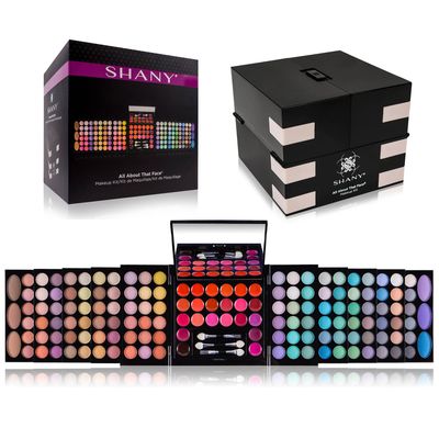 SHANY All About That Face Makeup Kit - All in one Beginner Makeup Set - Eye Shadows, Lip Colors, Face Makeup, Cosmetics applicators &amp; More.