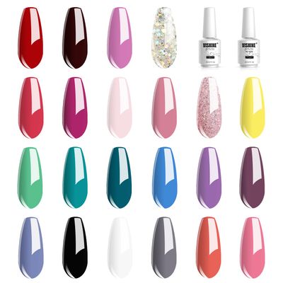 Vishine 24 PCS Soak Off UV Led Gel Nail Polish Plain Range - 22 Color Gel Polish &amp; No Wipe Base and Top Coat Starter Gel Nail 02