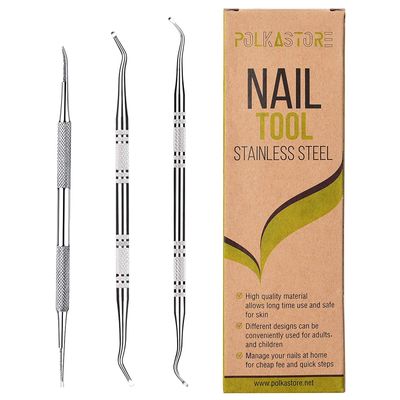3-Pack Ingrown Toenail File and Lifters, Professional Surgical Stainless Steel Ingrown Toenail Tool- Safe Nail Cleaning Treatment Pedicure Tools Kit Under Sidewall Cleaner Pain Relief Accessories