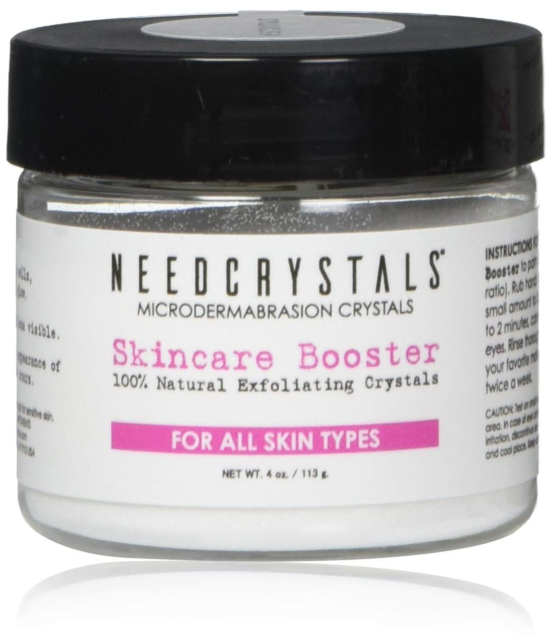 NeedCrystals Microdermabrasion Crystals DIY Facial Scrub. Natural Face Exfoliator for Dull or Dry Skin Improves Scars, Blackheads, Pore Size, Wrinkles, Blemishes &amp; Skin Texture 4 oz. / 113 gr.