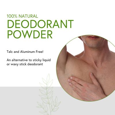 Honeybee Gardens Unscented Deodorant Powder For Men, Talc-Free, Aluminum-Free, Vegan, Non-Irritating For Sensitive Skin, 4 oz