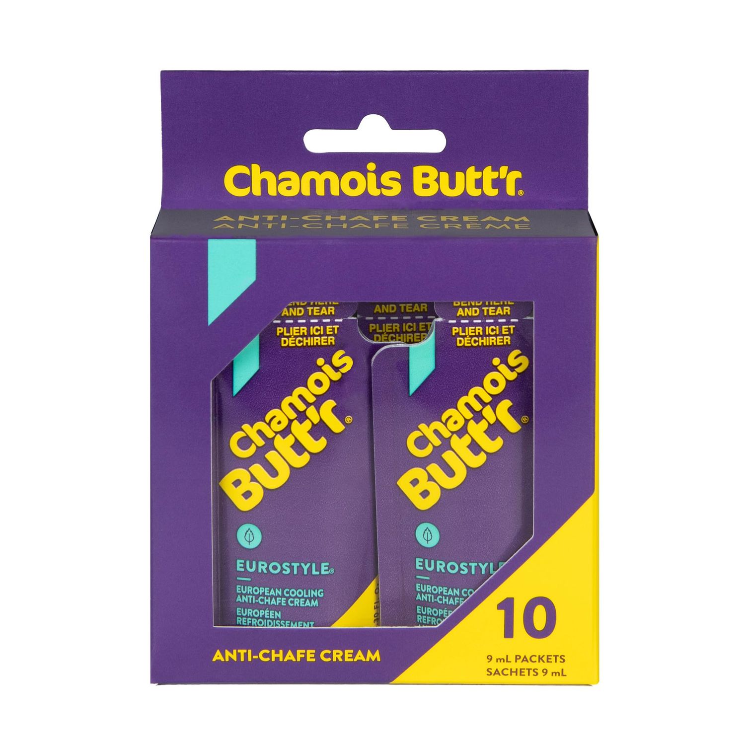 Chamois Butt&#39;r Eurostyle Anti-Chafe Cream, 10-pack of 9mL packets