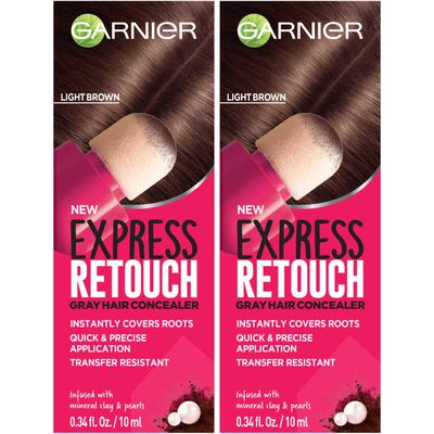 Garnier Hair Color Express retouch gray hair concealer With instant gray coverage, Brown, 0.68 Fl Oz