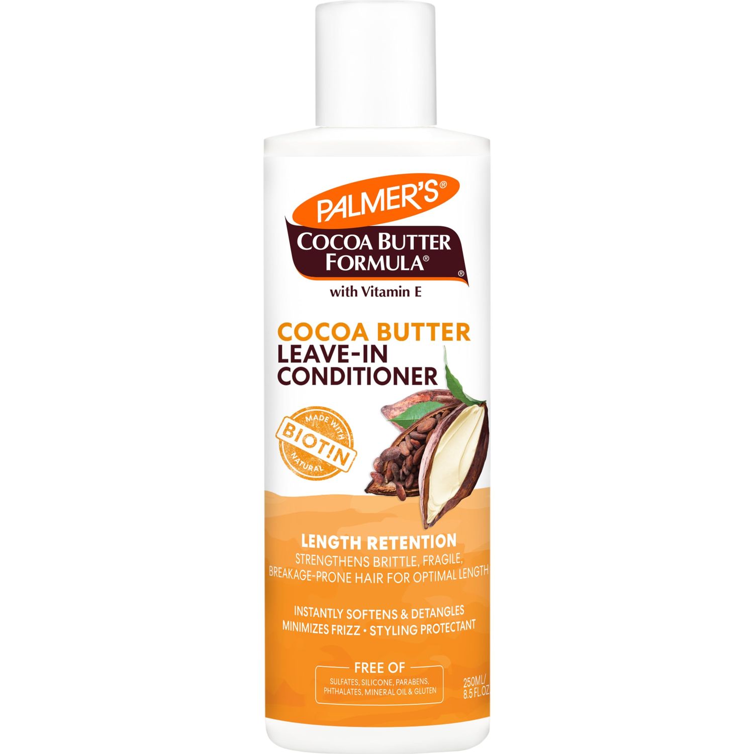 Palmer&#39;s Cocoa Butter &amp; Biotin Length Retention Leave-In Conditioner, Instant Detangler, Soften and Strengthen Textured and Curly Hair, 8.5 Ounce