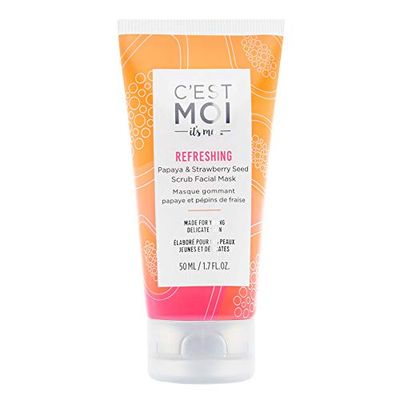 C&#39;est Moi Refreshing Papaya &amp; Strawberry Seed Scrub Facial Mask | Balance &amp; Hydrate Skin, Moisturizing Facial Mask, Clinically Tested Non-Toxic Ingredients feat. Sugar &amp; Aloe, EWG Verified, 1.7 oz