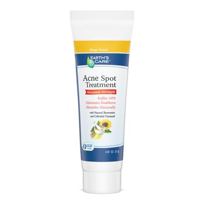 Earth&#39;s Care Acne Spot Treatment - 10% Sulfur Cream Medication to Clear Cystic Acne, Pimples and Blackheads on Face and Body (Tube 0.97 OZ)