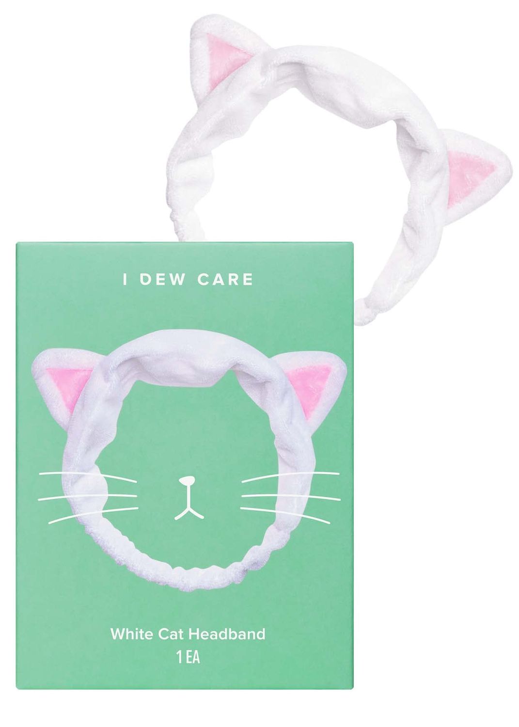 I DEW CARE Face Wash Headband - White Cat | Animal Head band for Face Washing &amp; Skincare, Soft &amp; Fuzzy, Cute for Makeup, Shower, Teen Girls Stuff, Kitty Cat Ear Hair Band, Gift (1 Count)