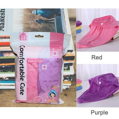 ADOGO Microfiber Hair Towel - 2 Pack Hair Turbans for Wet Hair, Drying Hair Wrap Towels for Women and Kids - Suitable for All Hair Types?Pink?Purple?