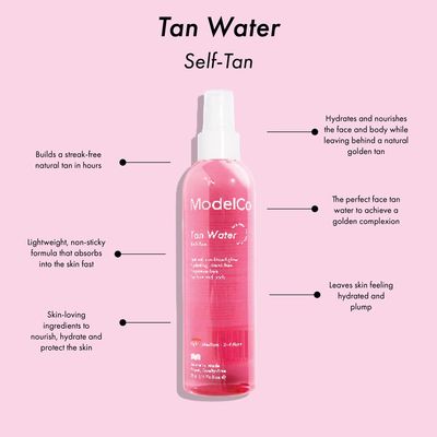 Modelco Tan Water Self-Tan Spray - Sunless Glow For Body And Face - Beautiful Bronze Skin Without The Damage - Smooth Application Delivers Naturally Sunkissed, Tanned Skin - Medium - Light - 6.76 Oz