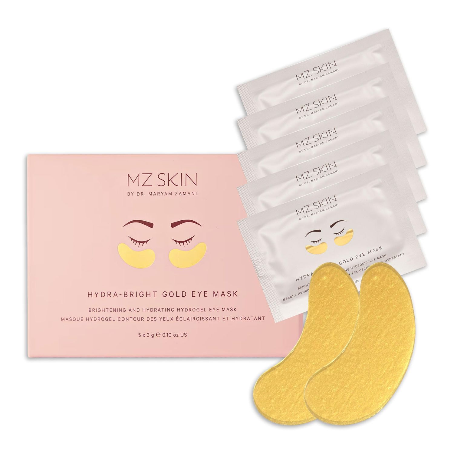 MZ SKIN HYDRA-BRIGHT GOLDEN EYE TREATMENT | Eye Mask (Pack of 5) | Anti-Ageing And Hydrating | With Hyaluronic Acid | Collagen