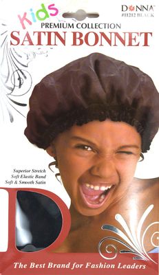 Donna Premium Collection Kids Satin Bonnet #11212 Black