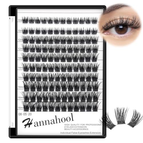 10Rows Mixed 10-12-14-16mm /8-10-12-14mm Individual False Eyelashes D Curl Wide Stem Dramatic Black Makeup Cluster Eyelashes Natural Volume Eye Lashes Extensions (10-12-14-16MM Mixed)