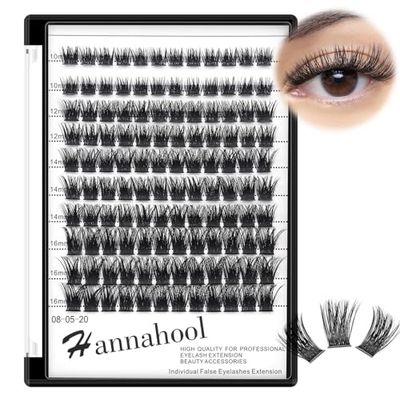 10Rows Mixed 10-12-14-16mm /8-10-12-14mm Individual False Eyelashes D Curl Wide Stem Dramatic Black Makeup Cluster Eyelashes Natural Volume Eye Lashes Extensions (10-12-14-16MM Mixed)