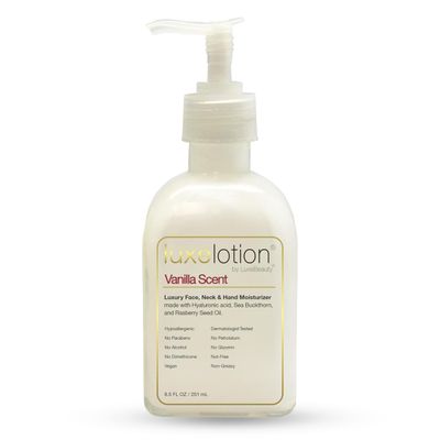 Luxe Beauty Non Greasy &amp; Hyaluronic Acid Moisturizer for Face, Neck &amp; Hands - Anti Aging Body Lotion &amp; Non Toxic Body Lotion - Vanilla Body Lotion w/Silicone-Free, Organic &amp; Plant-Based Ingredients