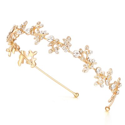 Ammei Headpiece Crystal Headband Bridal Tiara Flower Shape Women&#39;s Headpiece Metal Rhinestone Headbands For Girls