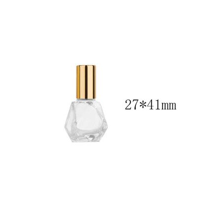 ConStore 10 PCS Mini Portable Polygonal Clear Glass Roller Bottle,8ml/0.27oz DIY Travel Essential Oil Roll On Bottle with Stainless Steel Ball Gold Cap