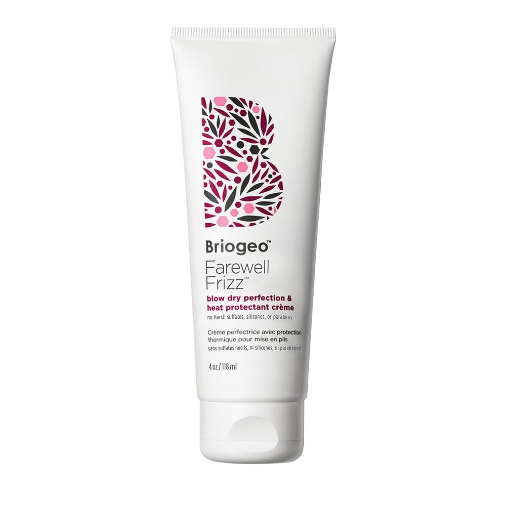 Briogeo Farewell Frizz Blow Dry Perfection &amp; Heat Protectant Crme, Anti Frizz Hair Cream with Argan Oil for Styling, Silicone-free, Heat Protectant, Smooths Hair, Vegan, Cruelty-Free, 4 fl oz