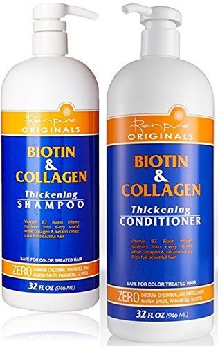 Renpure Originals Biotin &amp; Collagen Thickening Shampoo And Conditioner Set 32 Oz (Zero Sodium Chloride, Sulfate, Dyes Harsh Salts, Parabens, Gluten)