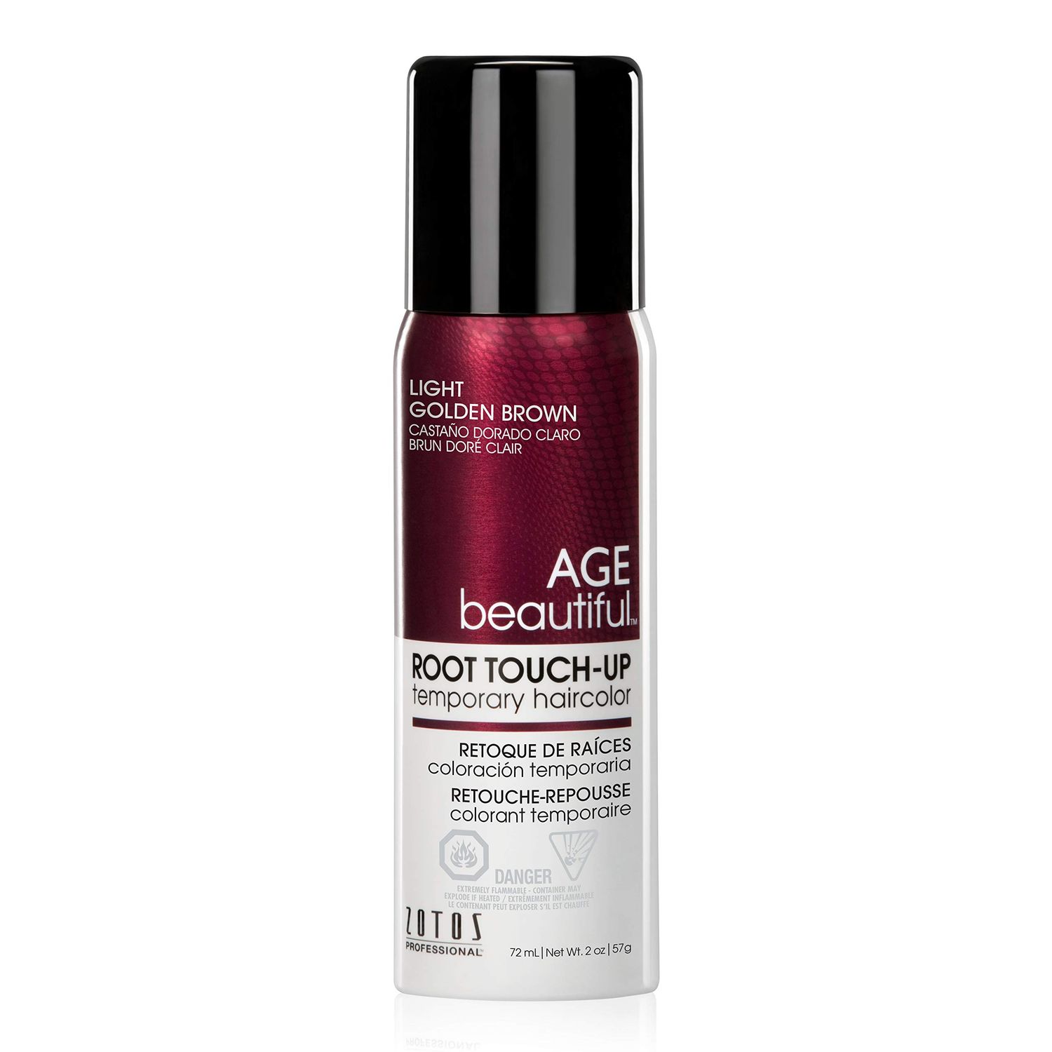 AGE beautiful Root Touch Up Hair Color Spray | Touch-Up Gray Concealer | Temporary Cover Up | Adds Volume &amp; Covers Thinning Patches | Water, Sweat, Stain Resistant | Light Golden Brown | 2 Fl Oz
