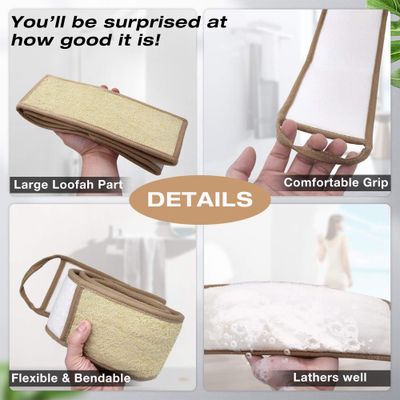 50 Inch Extra Long Natural Exfoliating Loofah Luffa Back Scrubber for Shower for Men Women, Deep Clean &amp; Invigorate Your Skin Back Scrubber