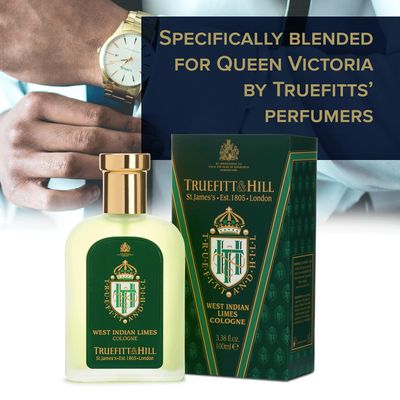 Truefitt &amp; Hill Luxury Cologne - West Indian Limes - Premium Long-Lasting Citrus and Clove Men's Fragrance Presented in a Beautifully Etched Traditional Atomizer Bottle - 3.38 oz