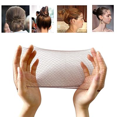 50PCS Hair Nets Invisible Elastic Edge Mesh Bun Hair Nets for Ballet Dance 20&quot; Brown