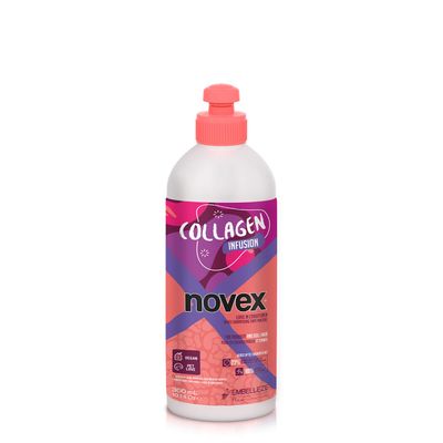 NOVEX Vegan Collagen Infusion Leave in Formula- Repairing treatment For thin and dull hair-control frizz, Strengthens, Enhances Shine (300ml/ 10.1oz)