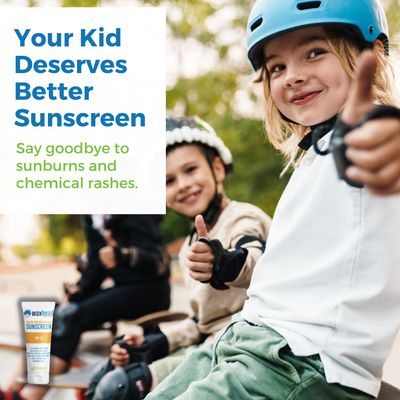 Waxhead Mineral Kids Sunscreen SPF 32, Childrens Zinc Oxide Sunscreen, Biodegradable Lotion, Zinc Sunblock, Natural No Chemicals for Body + Face, Eco Friendly, Non Toxic, EWG 1, Physical (4oz)