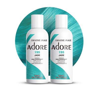 Adore Semi Permanent Hair Color - Vegan and Cruelty-Free Green Hair Dye - 4 Fl Oz - 195 Jade (Pack of 2)