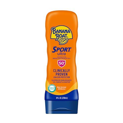 Banana Boat Sport Ultra SPF 50 Sunscreen Lotion, 8oz | Banana Boat Sunscreen SPF 50 Lotion, Oxybenzone Free Sunscreen, Sunblock Lotion Sunscreen, Banana Boat Lotion, Water Resistant Sunscreen, 8oz