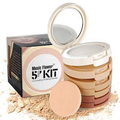 Meao Multi-layer 5 Colour Makeup Powder Compact Powder Make up Contour Face Bronzing Foundation Correcting Pressed Powder - Facial Base Contouring Beauty Cosmetics Bronzer Pallet Palette