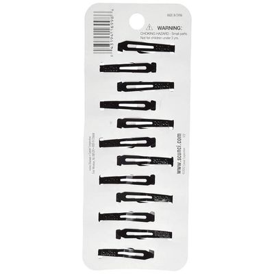 Scunci Countour, Snap Hair Clips, Black, 12 Count (4-Pack)
