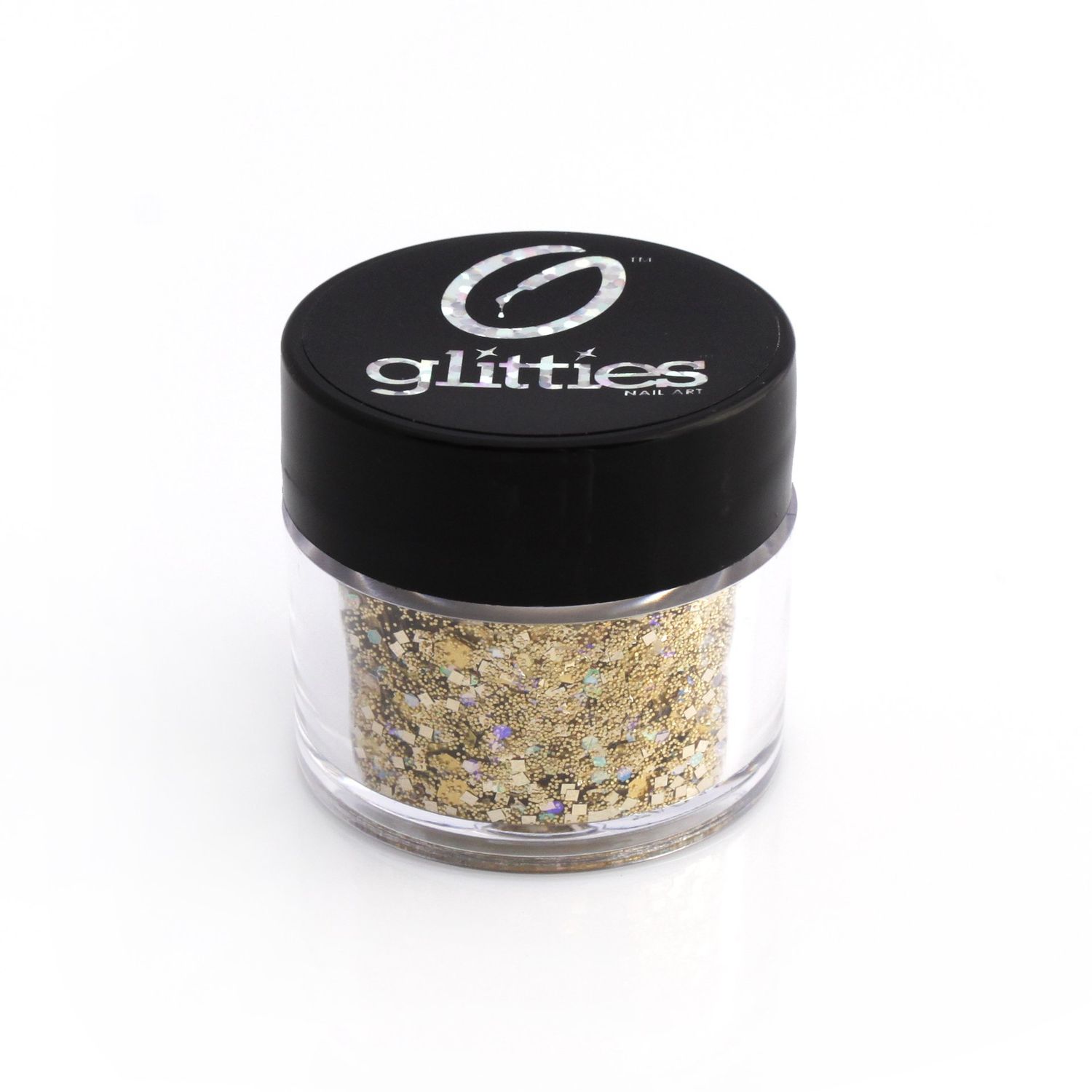 GLITTIES - Gold Rush - Gold Chunky Holographic Glitter Mix - Great for Nail Art, Acrylic Gel, Polish Tips, Festivals, Hair, Raves, and Decoration - Made in USA (10 Grams)