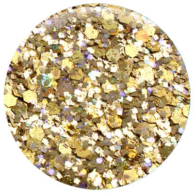 GLITTIES - Gold Rush - Gold Chunky Holographic Glitter Mix - Great for Nail Art, Acrylic Gel, Polish Tips, Festivals, Hair, Raves, and Decoration - Made in USA (10 Grams)