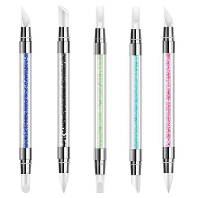 5 Pcs Silicone Nail Tools Dual Tipped Nail Art Sculpture Pen Rhinestone Nail Polish Carving Pen Rubber Tip Nail Brushes