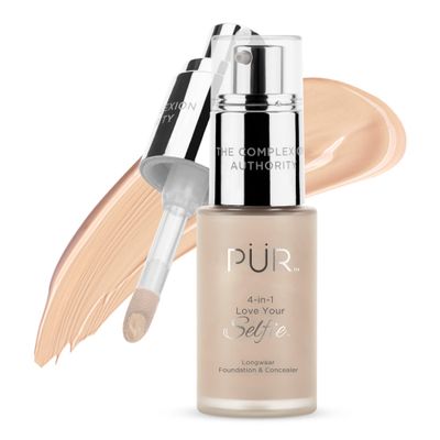 PR MINERALS 4-in-1 Love Your Selfie Longwear Foundation &amp; Concealer, Full Coverage Liquid Foundation, Hydrating Formula, Cruelty Free