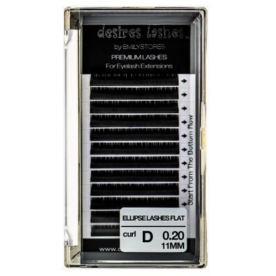 Ellipse Lashes Flat 0.20mm Thickness D Curl Length 11mm Lashes Extensions Single Size For eyelash Extension(Ellipse,Flat0.20,D,11mm)