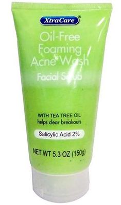 XtraCare OIL FREE FOAMING ACNE WASH Facial Scrub 5.3 oz. with Tea Tree Oil (Pack of 2)