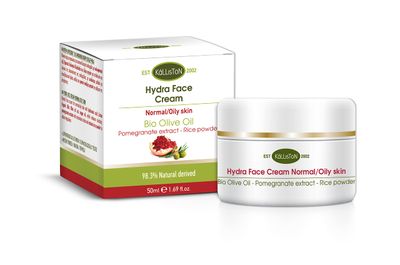 Kalliston, Hydra Active Face Cream, Organic Olive and Argan Oil with Pomegranate Extract, Antioxidant Action Cream, Ammonia-Free, All Natural-Ingredients, Product of Greece, 1.69 oz
