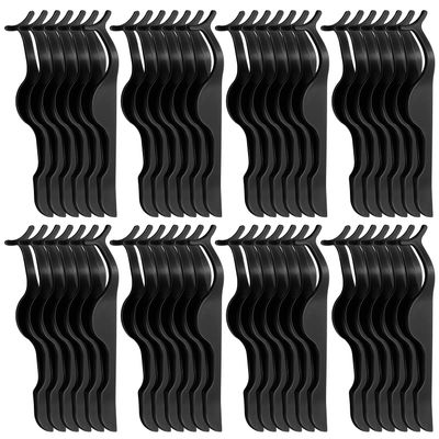 48 Pieces False Eyelash Applicator Tool Plastic Eyelashes Extension Tweezers Fish Tail Clip Tweezers Eyelashes Clip for Lashes Application and Removal (Black)