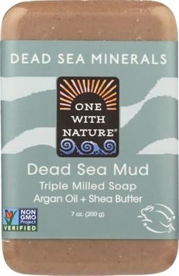 One With Nature Dead Sea Mineral Mud Soap with Argan Oil &amp; Shea Butter 7 oz (Pack of 6)