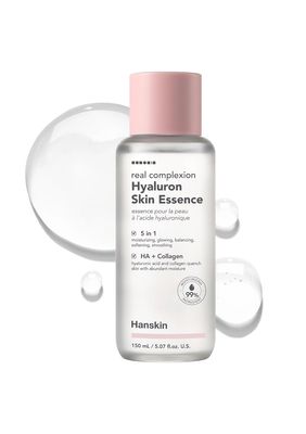 Hanskin Real Complexion Hyaluronic Skin Essence, Hydrating Toner for Dry, Dull, Sensitive Skin - Hyaluronic Acid Collagen Moisturizing Purifying Paraben-Free Korean Skincare for Face [5.07 fl. oz.]