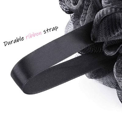 Tbestmax 75g XL Black Loofah Sponge for Exfoliating, Soft Shower Puff Bath Ball Body Scrubber Mesh Pouf 4 Set