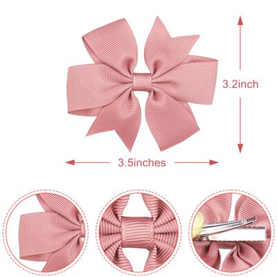 CLLOT 3.5 Inch Boutique Grosgrain Ribbon Pinwheel Hair Bows Alligator Clips For Girls Toddlers Accessories Teens Gifts In Pairs